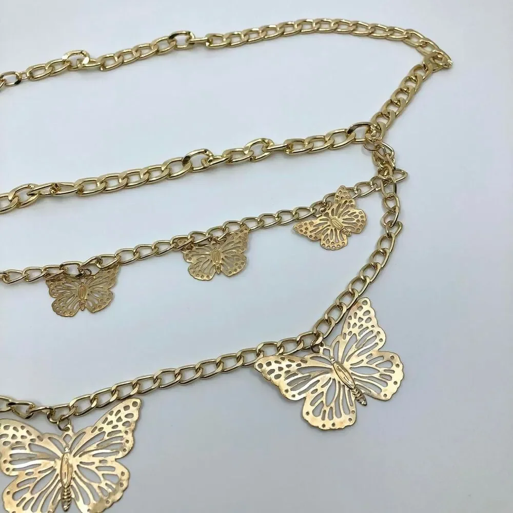 Women's Gold Butterfly Waist Chain Belt, 39.5 Inches, X7G9A1008